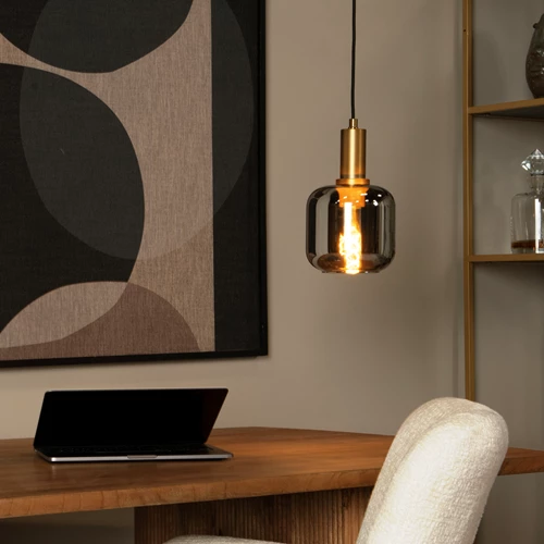 Lucide JOANET - Hanglamp - Ø 16 cm - 1xE27 - Fumé - sfeer 1